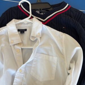 Tommy Hilfiger White and Blue Button Down Shirt
